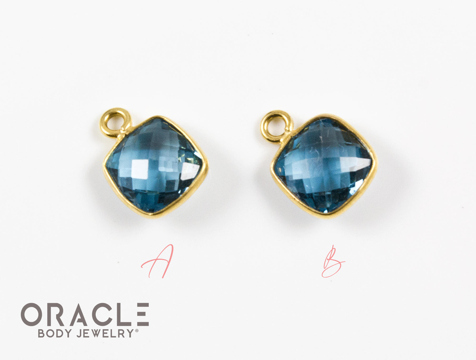 18k Yellow Gold Faceted London Blue Topaz Charms
