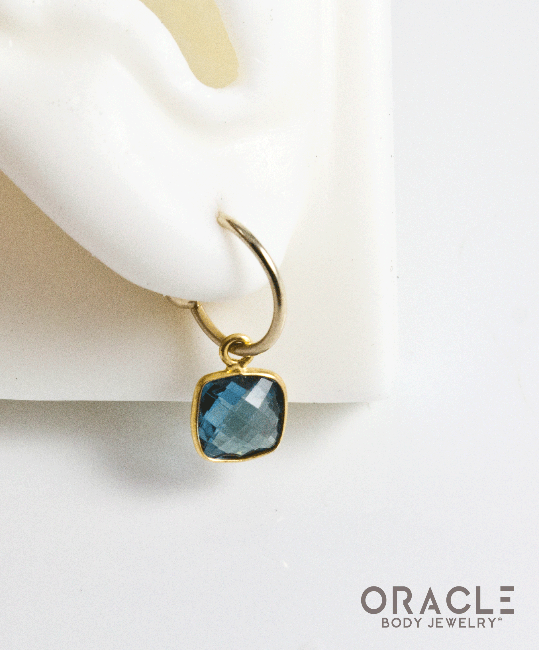 18k Yellow Gold Faceted London Blue Topaz Charms