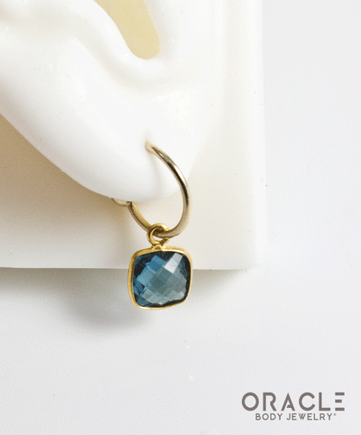 18k Yellow Gold Faceted London Blue Topaz Charms