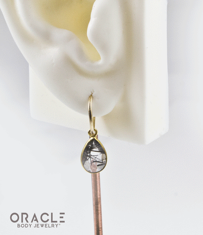 18k Yellow Gold Tourmalated Quartz Charms