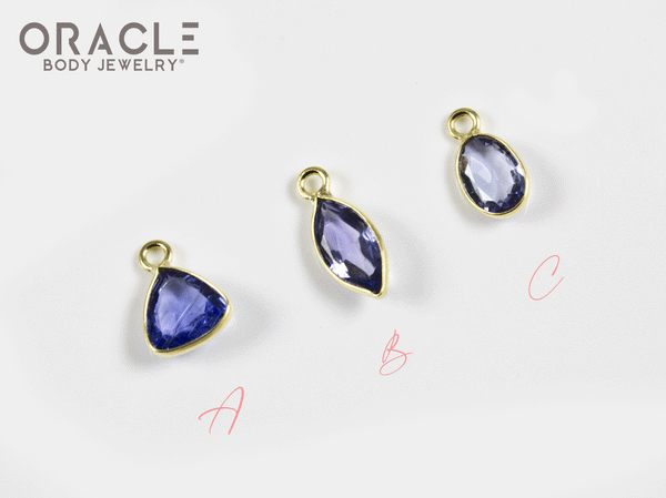 18k Yellow Gold Faceted Tanzanite Charms