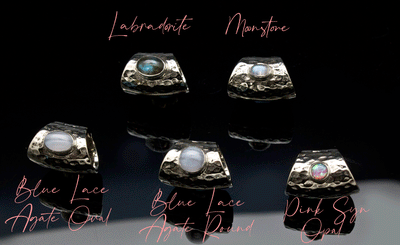 Hammered White Brass Lobe Clickers with Stones