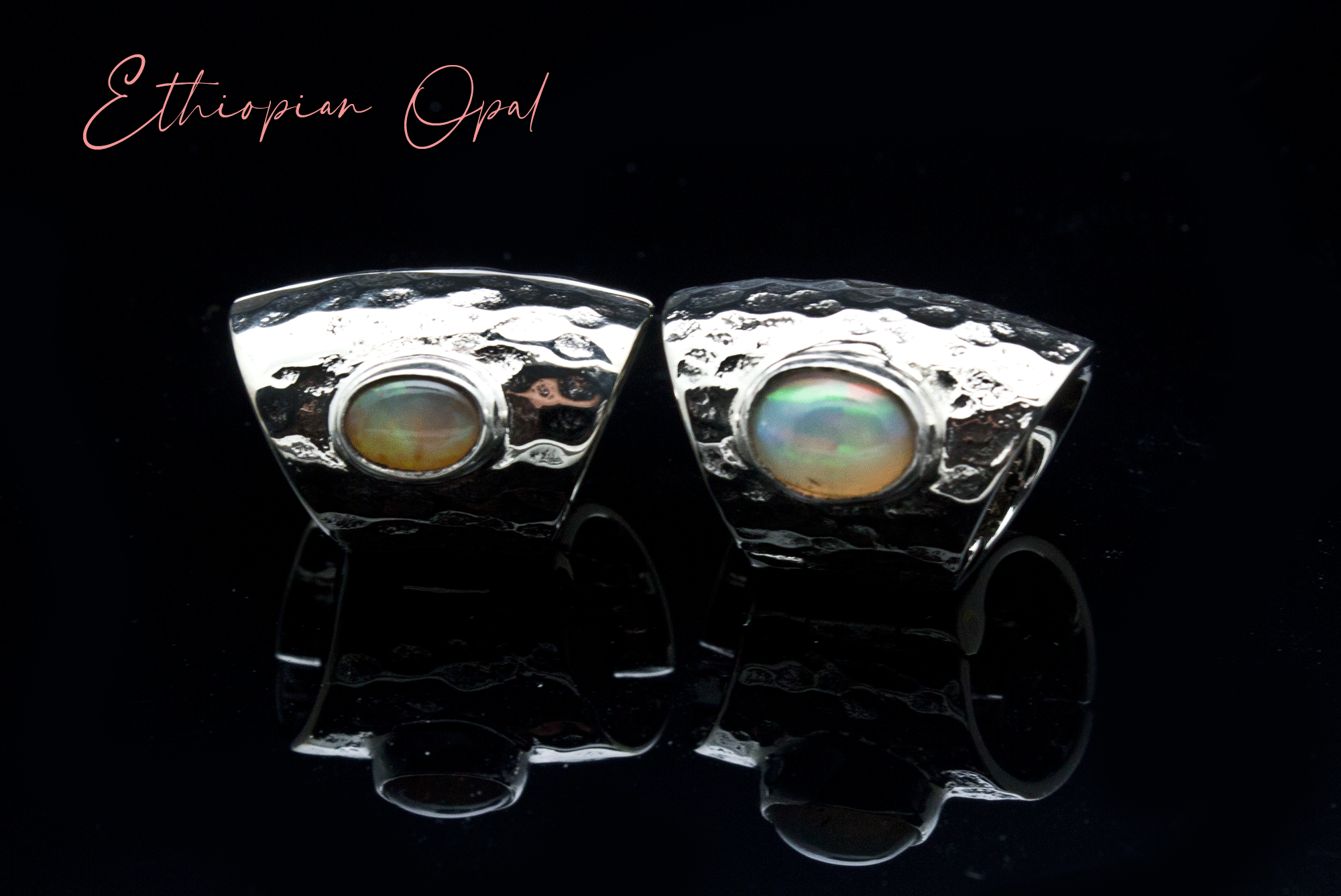 Hammered White Brass Lobe Clickers with Stones