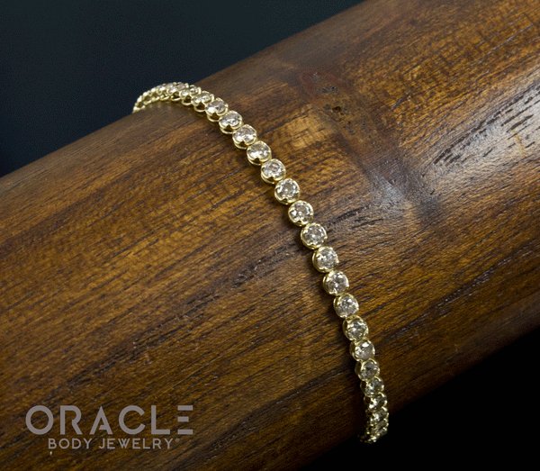 18K Yellow Gold Natural Diamond Tennis Bracelet