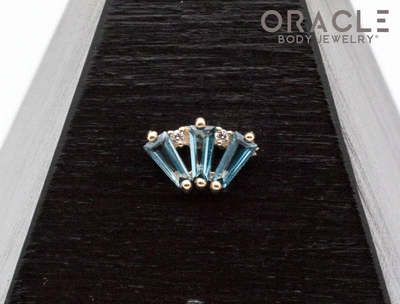 14k Yellow Gold Triple Crown London Blue Topaz and Diamonds Threadless End
