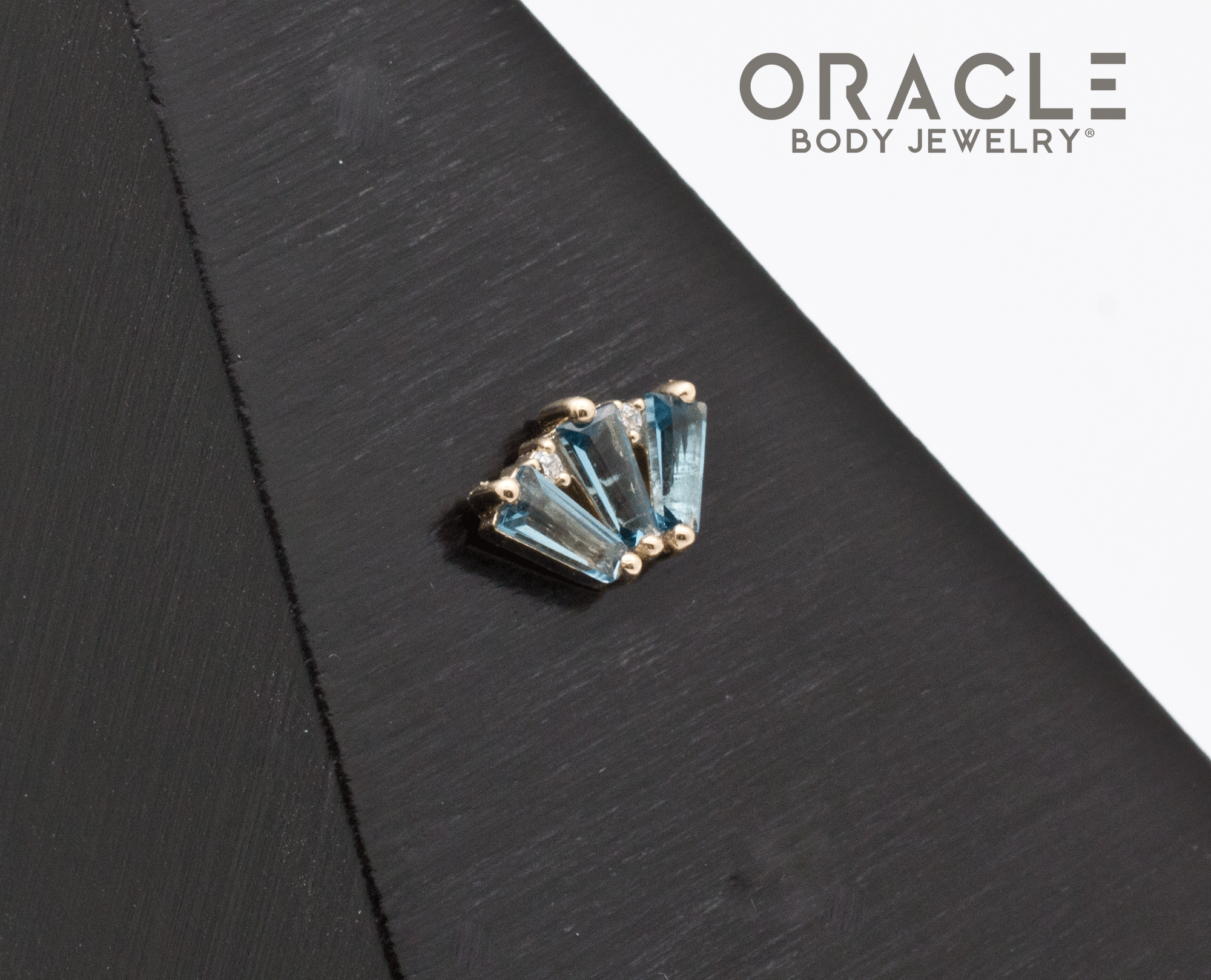 14k Yellow Gold Triple Crown London Blue Topaz and Diamonds Threadless End