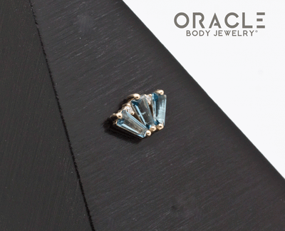 14k Yellow Gold Triple Crown London Blue Topaz and Diamonds Threadless End