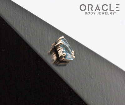 14k Yellow Gold Triple Crown London Blue Topaz and Diamonds Threadless End