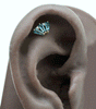 14k Yellow Gold Triple Crown London Blue Topaz and CZ Threadless End