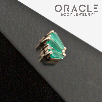 14k Yellow Gold Triple Crown Chrysoprase and Diamonds Threadless End