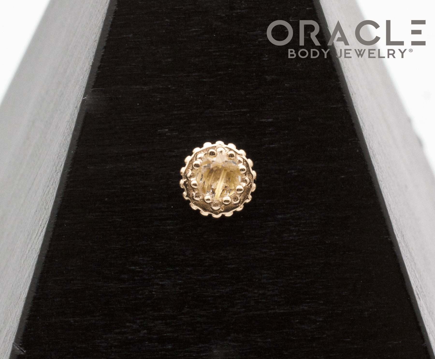 14k Yellow Gold Rutilated Quartz Empress Threadless End