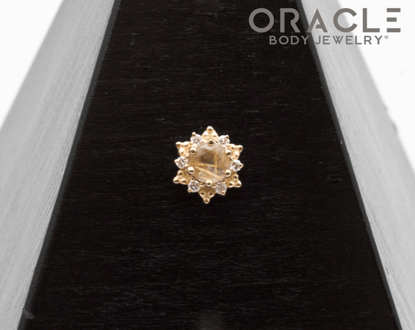 14k North Star Rutilated Quartz and Diamonds Threadless End