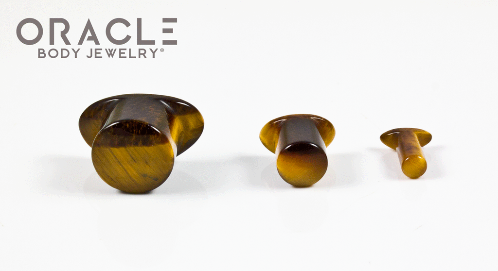 Yellow Tiger Eye Labrets 8g Through 1/2"