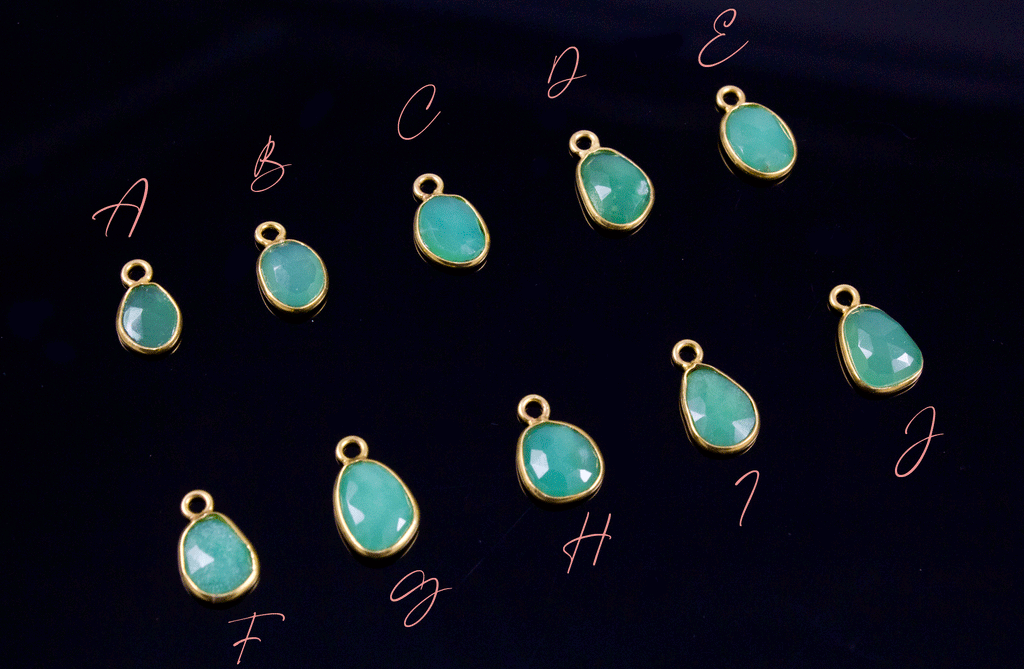 18k Yellow Gold Rose Cut Chrysoprase Charms