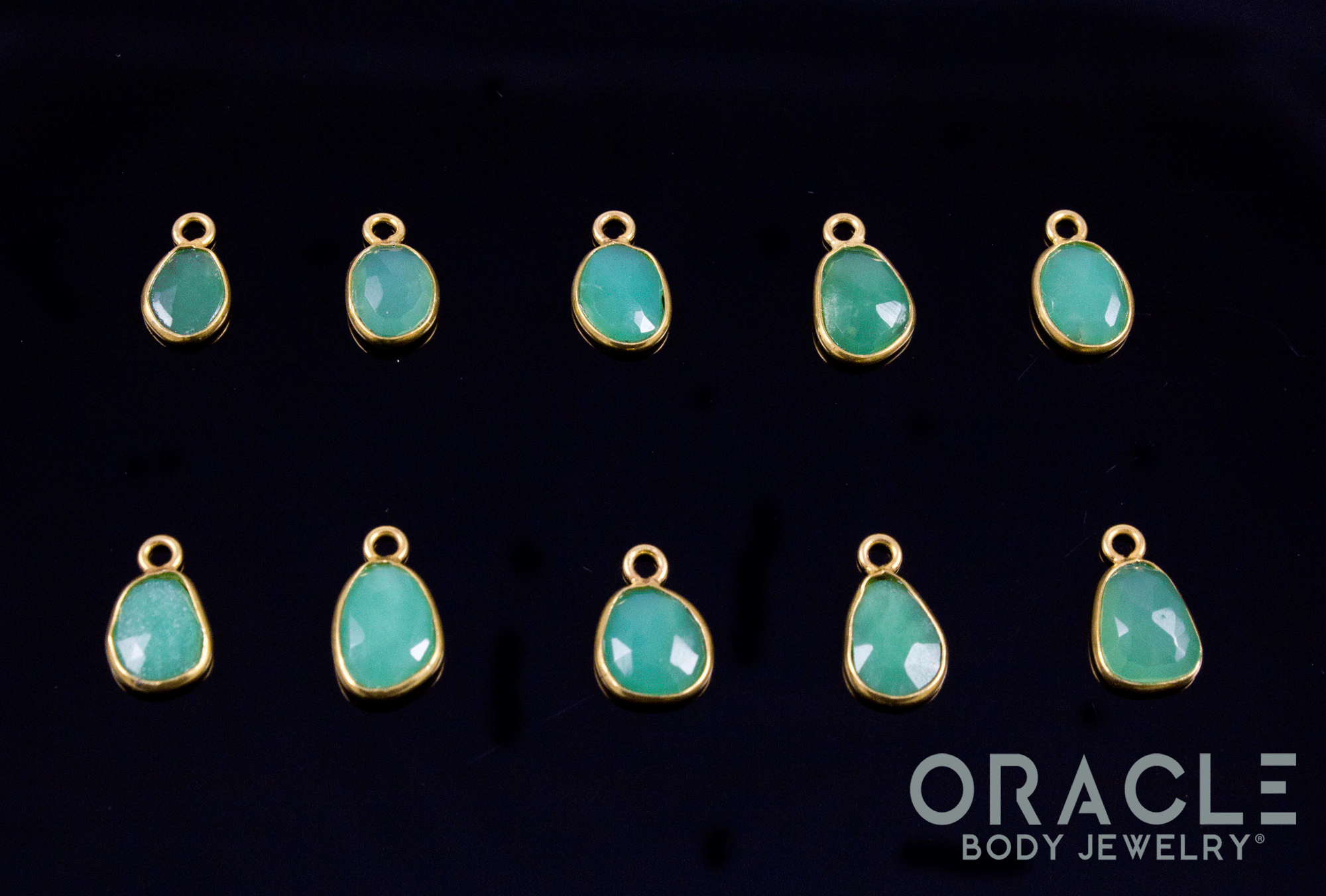 18k Yellow Gold Rose Cut Chrysoprase Charms