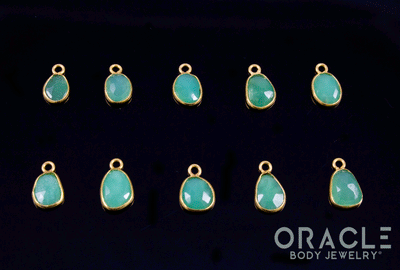 18k Yellow Gold Rose Cut Chrysoprase Charms