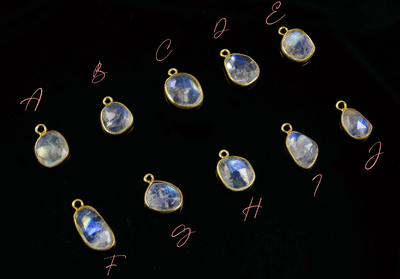 18k Yellow Gold Moonstone Rose Cut Charms