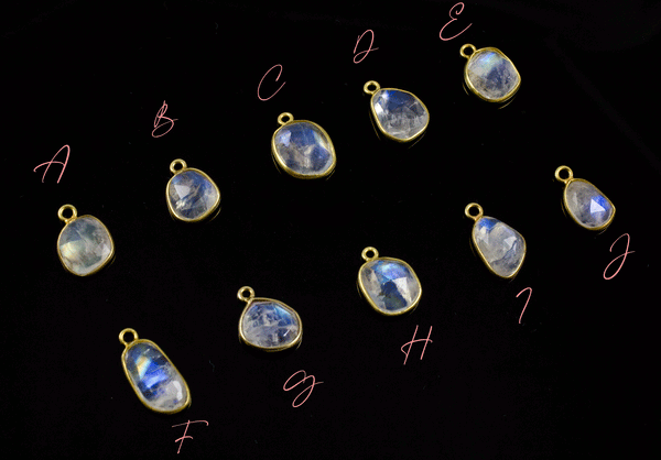 18k Yellow Gold Moonstone Rose Cut Charms