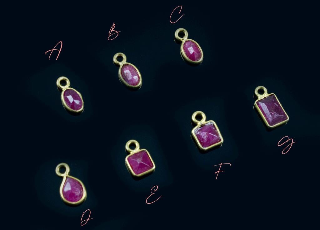 18k Yellow Gold Ruby Charms