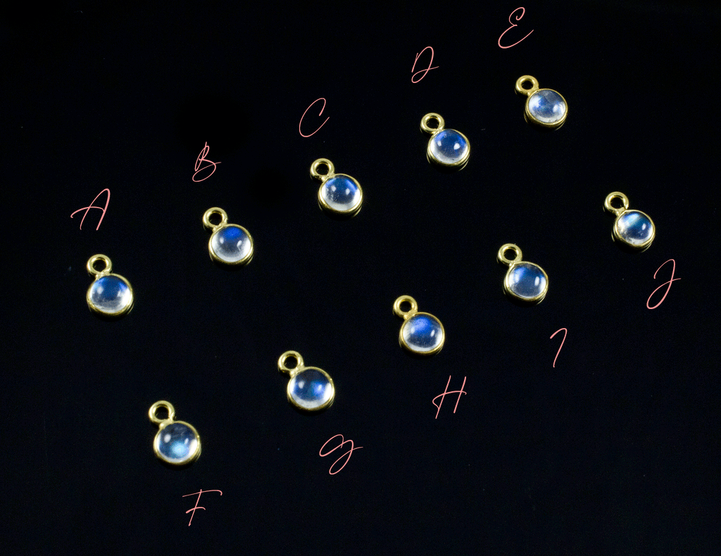 18k Yellow Gold Moonstone Charms