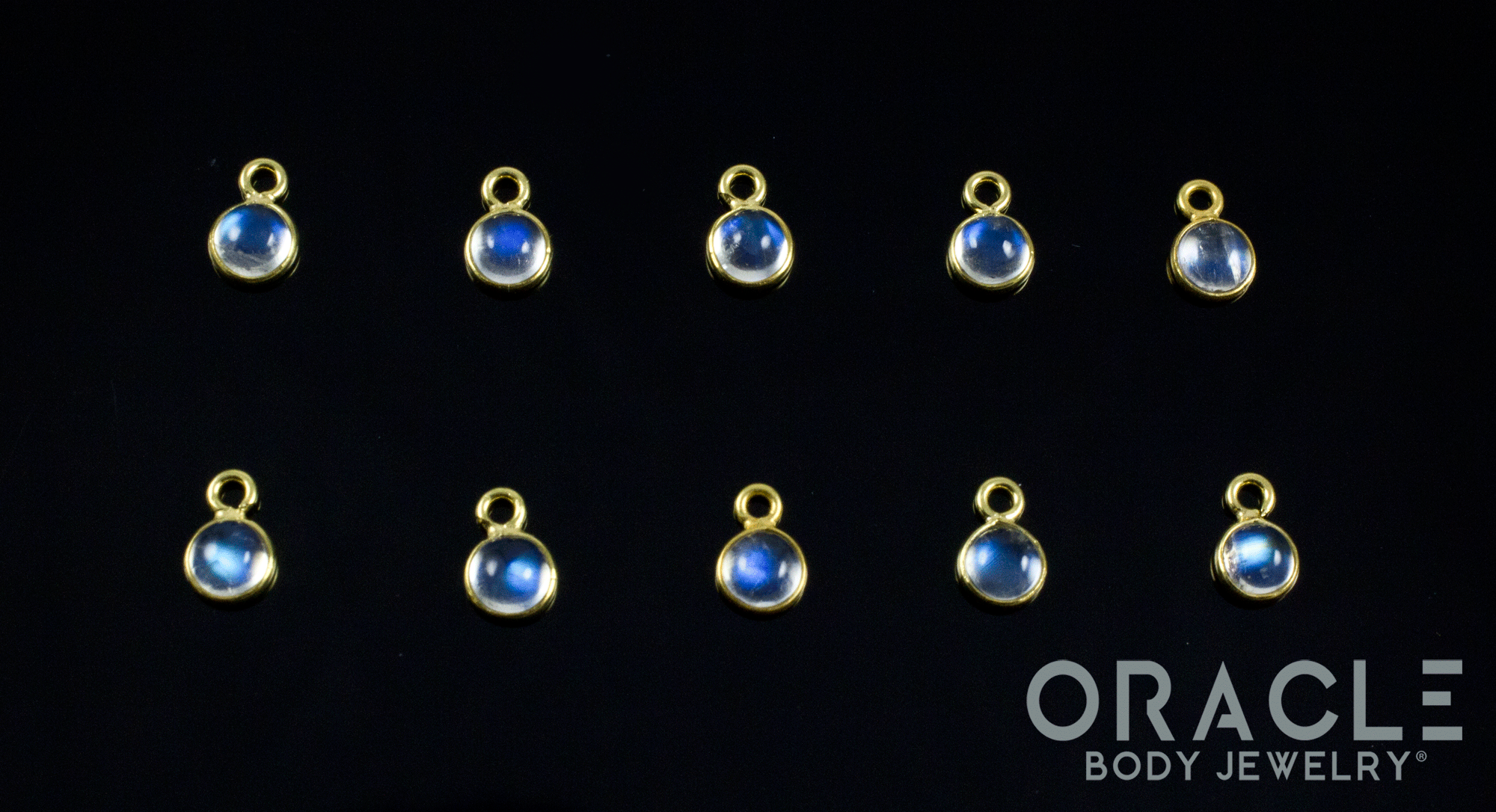 18k Yellow Gold Moonstone Charms