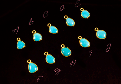 18k Yellow Gold Natural Turquoise Charms