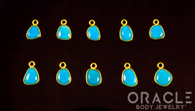 18k Yellow Gold Natural Turquoise Charms