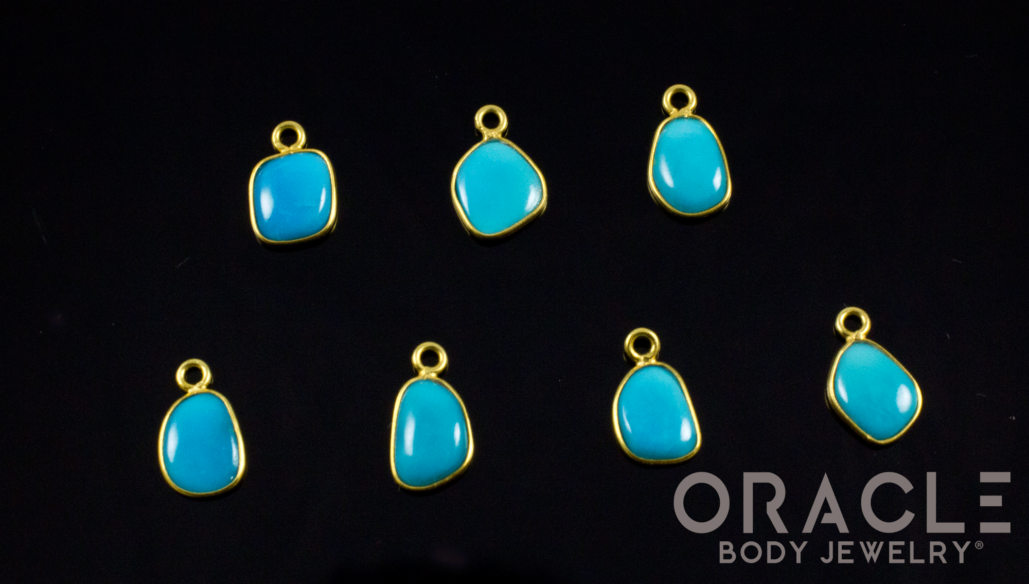18k Yellow Gold Natural Turquoise Charms