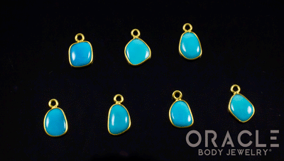 18k Yellow Gold Natural Turquoise Charms