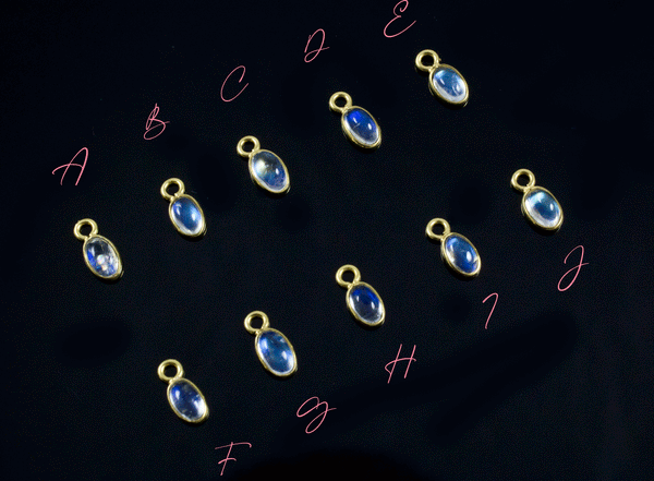 18k Yellow Gold Moonstone Oval Charms