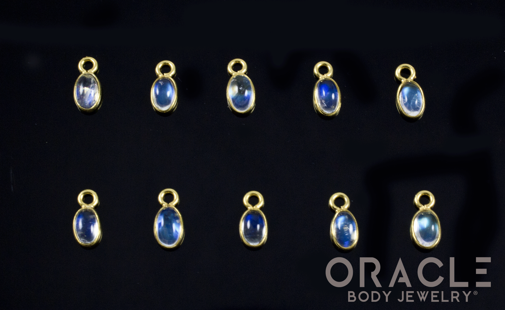 18k Yellow Gold Moonstone Oval Charms