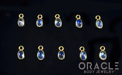 18k Yellow Gold Moonstone Oval Charms
