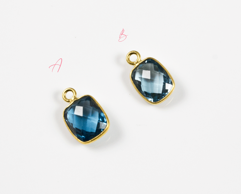 18k Yellow Gold Faceted London Blue Topaz Charms