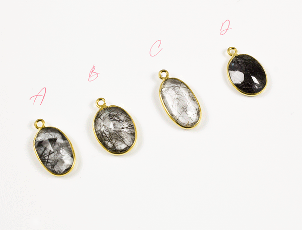 18k Yellow Gold Tourmalated Quartz Charms