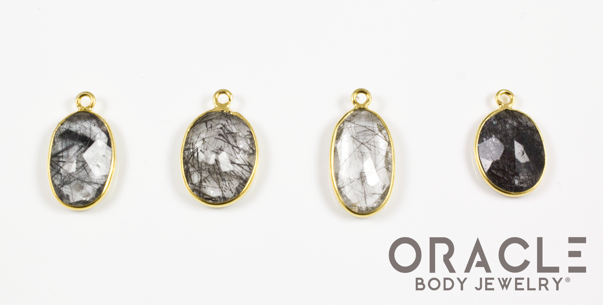 18k Yellow Gold Tourmalated Quartz Charms