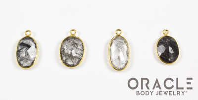 18k Yellow Gold Tourmalated Quartz Charms