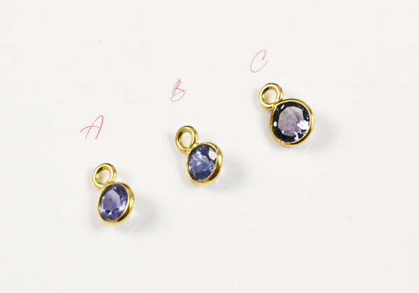 18k Yellow Gold Faceted Tanzanite Charms