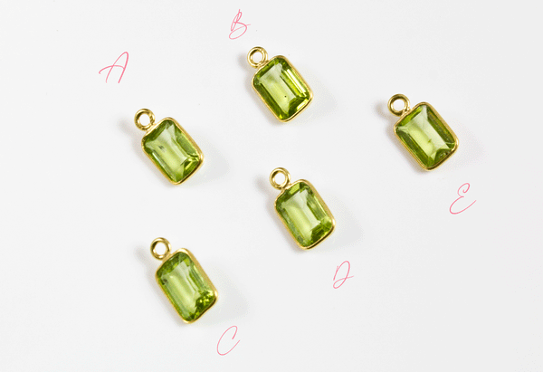 18k Yellow Gold Faceted Peridot Charms