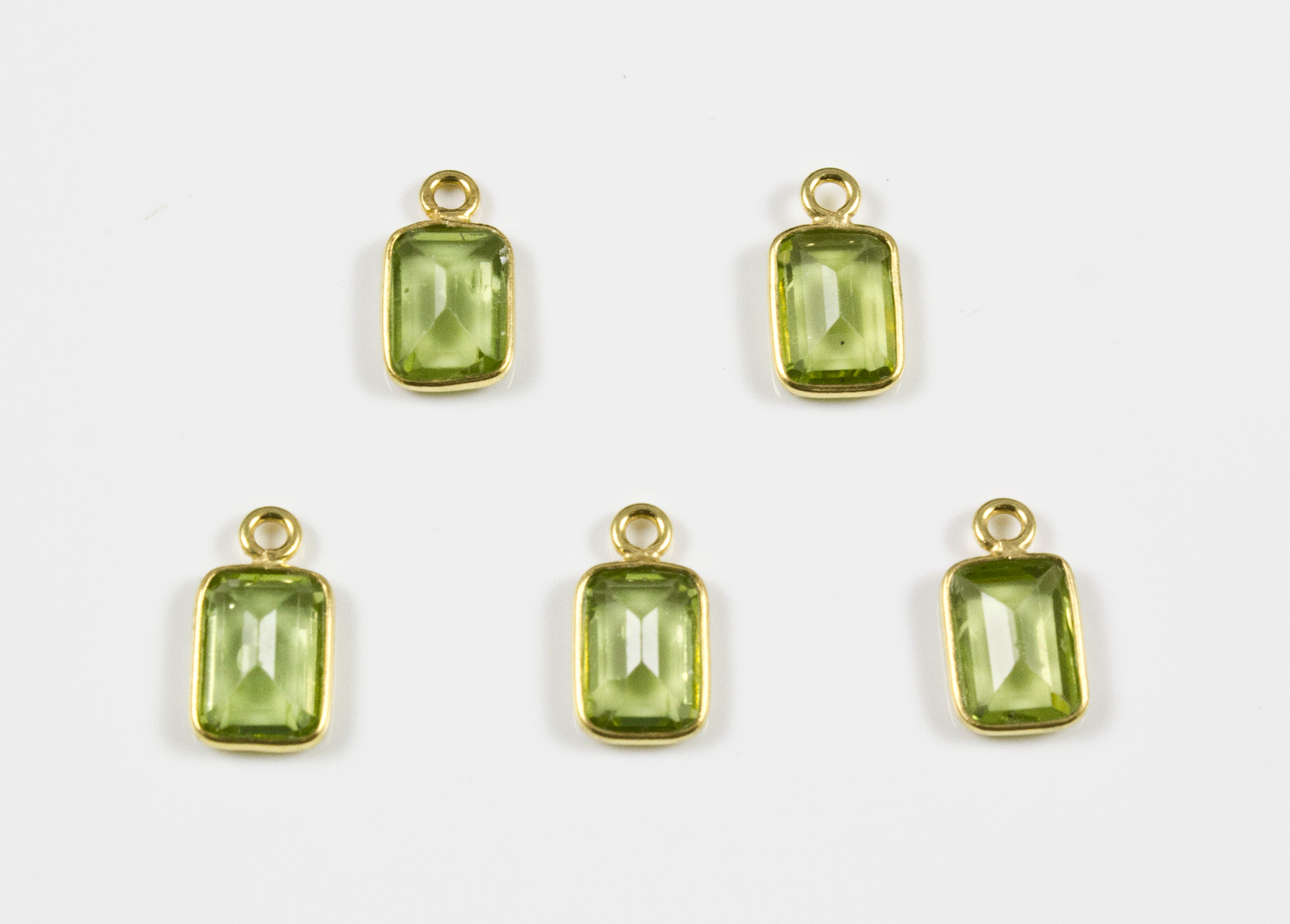 18k Yellow Gold Faceted Peridot Charms