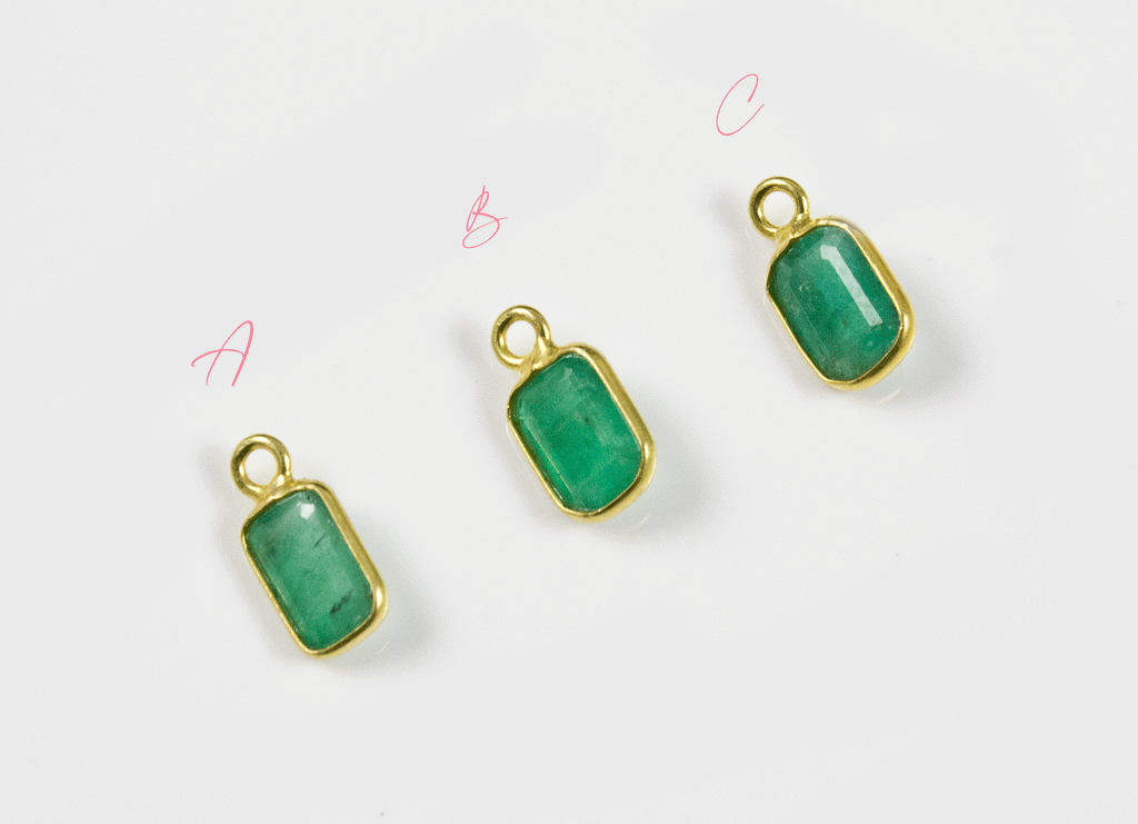 18k Yellow Gold Emerald Charms