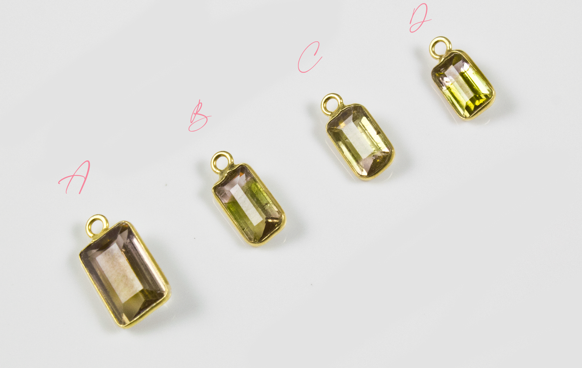 18k Yellow Gold Tourmaline Charms