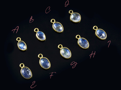 18k Yellow Gold Rose Cut Moonstone Charms