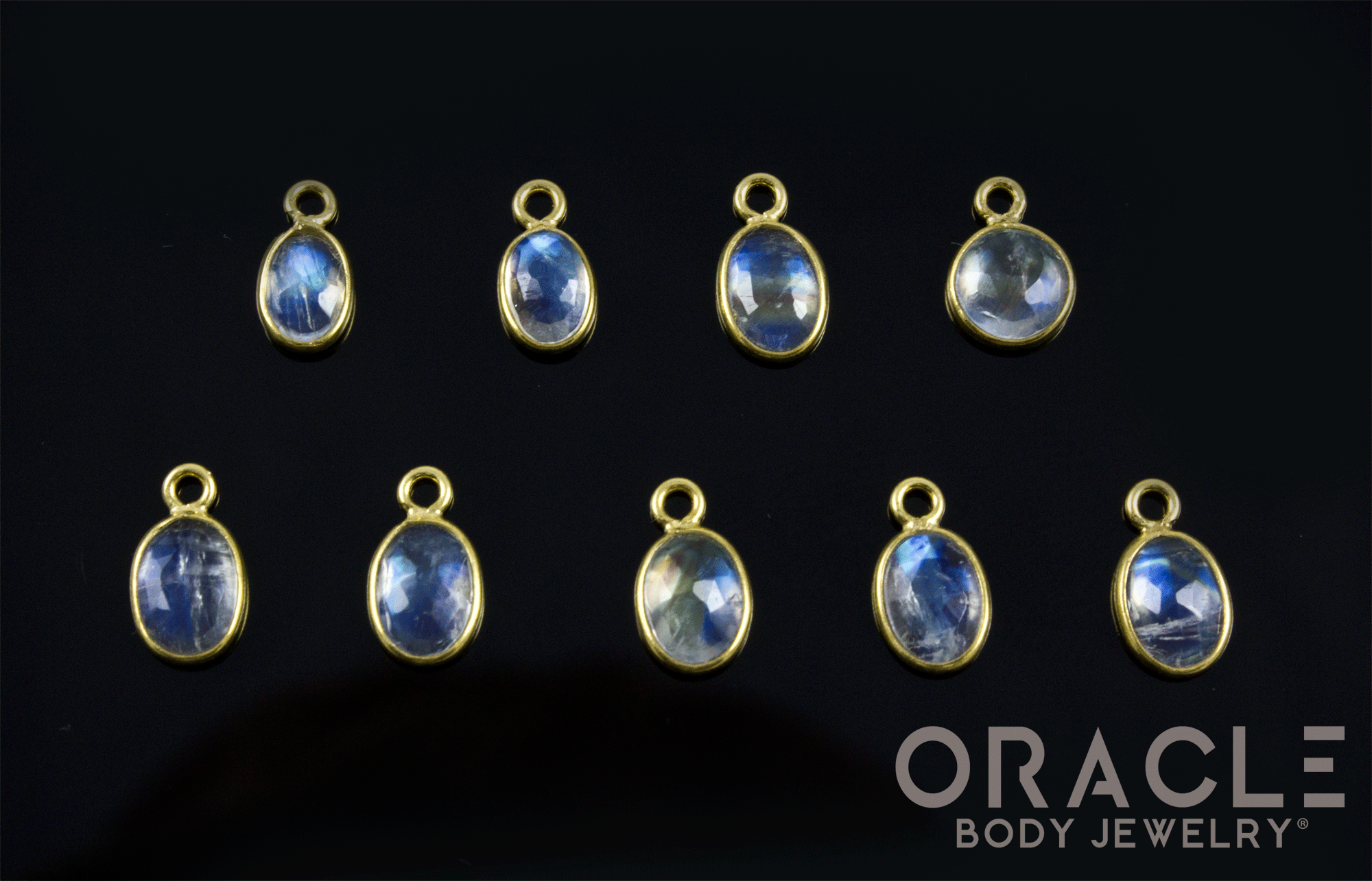 18k Yellow Gold Rose Cut Moonstone Charms