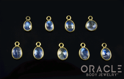 18k Yellow Gold Rose Cut Moonstone Charms