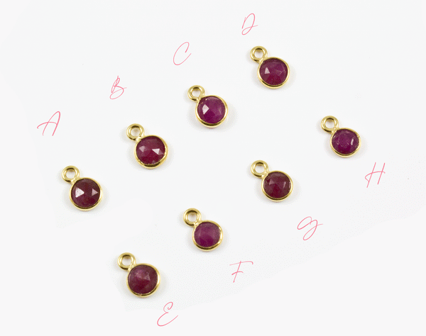 18k Yellow Gold Rose Cut Ruby Charms