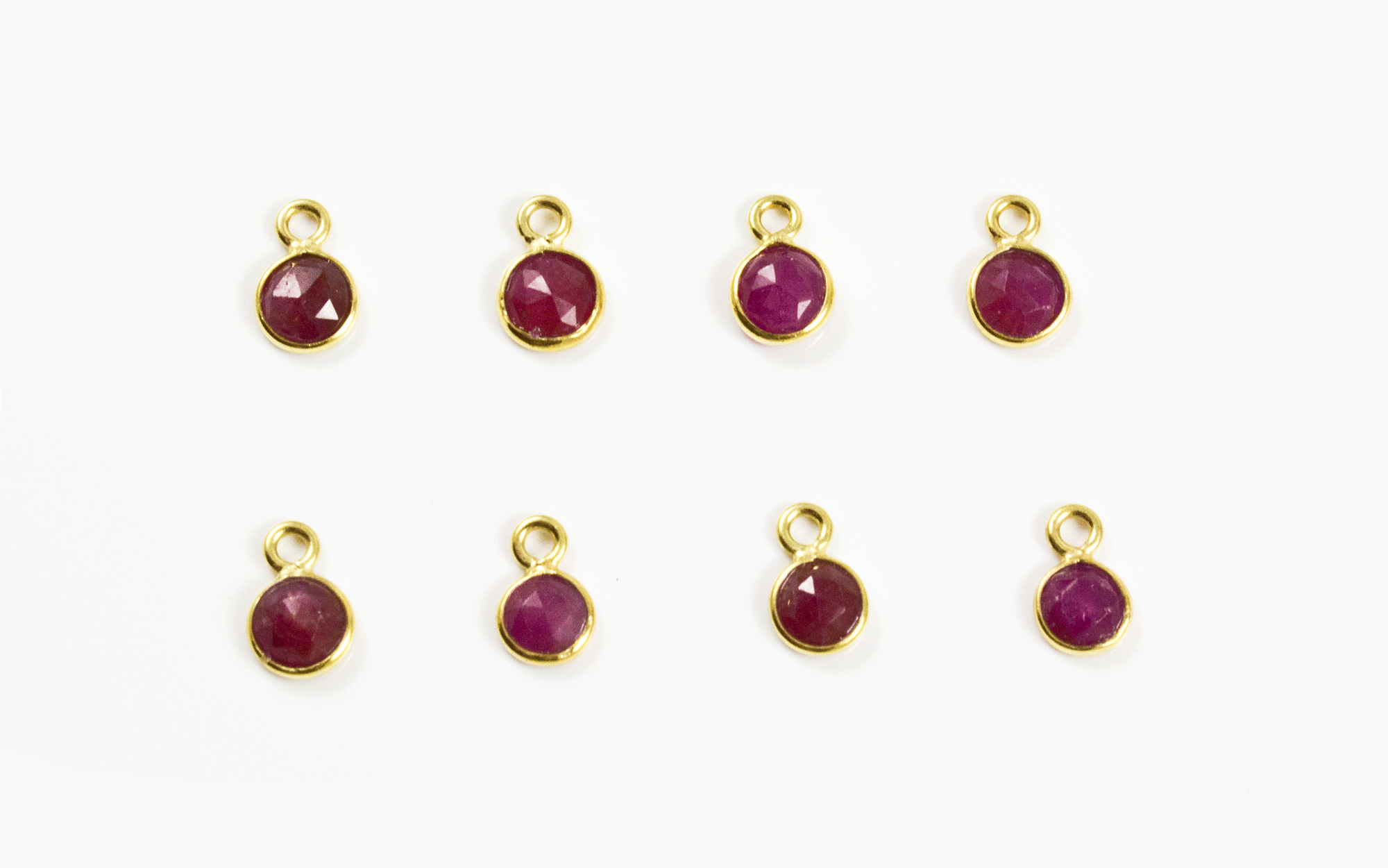 18k Yellow Gold Rose Cut Ruby Charms