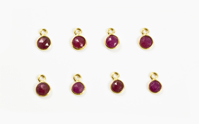 18k Yellow Gold Rose Cut Ruby Charms