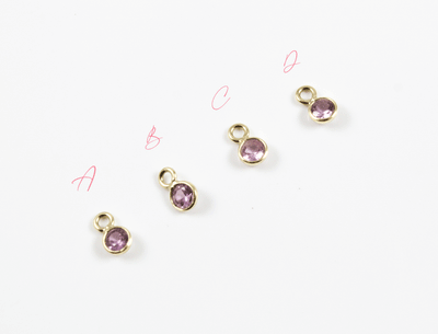 18k Yellow Gold Faceted Pink Sapphire Charms