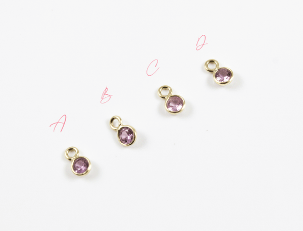 18k Yellow Gold Faceted Pink Sapphire Charms