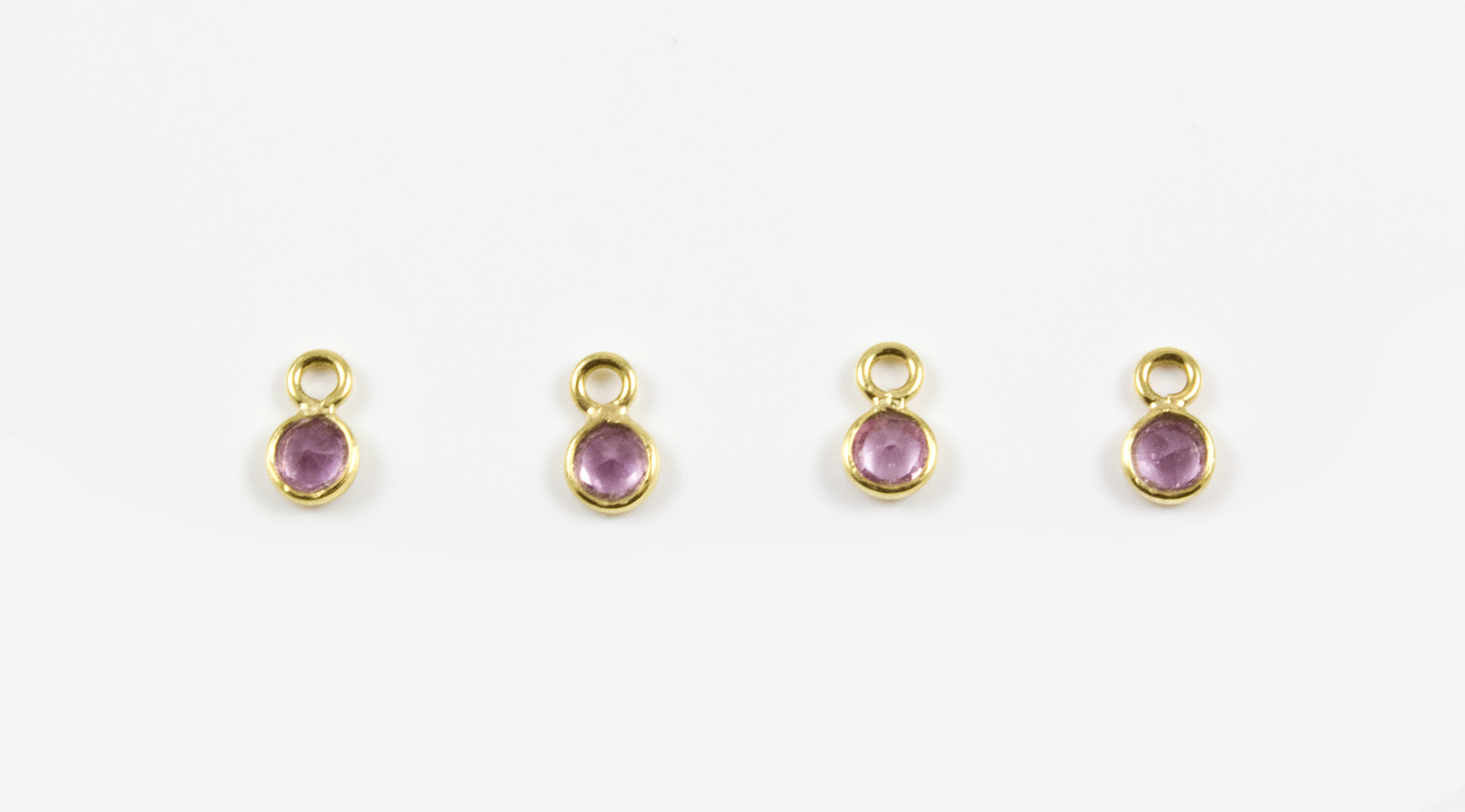 18k Yellow Gold Faceted Pink Sapphire Charms